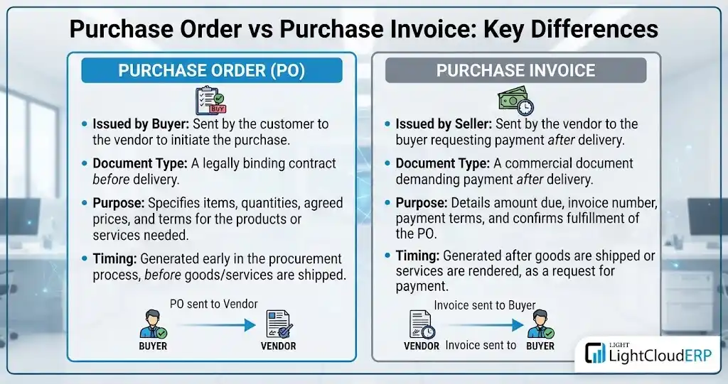 Purchase Order vs Purchase InvoiceKey Differences